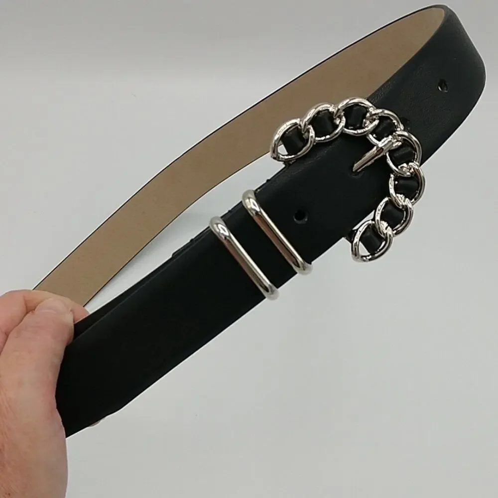 NWT Steve Madden Y2K Black Jeans Belt size Medium